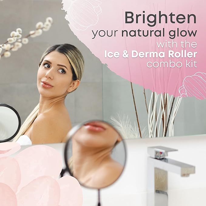 Derma Roller & Ice Roller 2 in 1 for Beard Hair Skin Face 540 Titanium.25mm - Self Care Gifts Facial Skin Care Tools…-GlimoraGlow