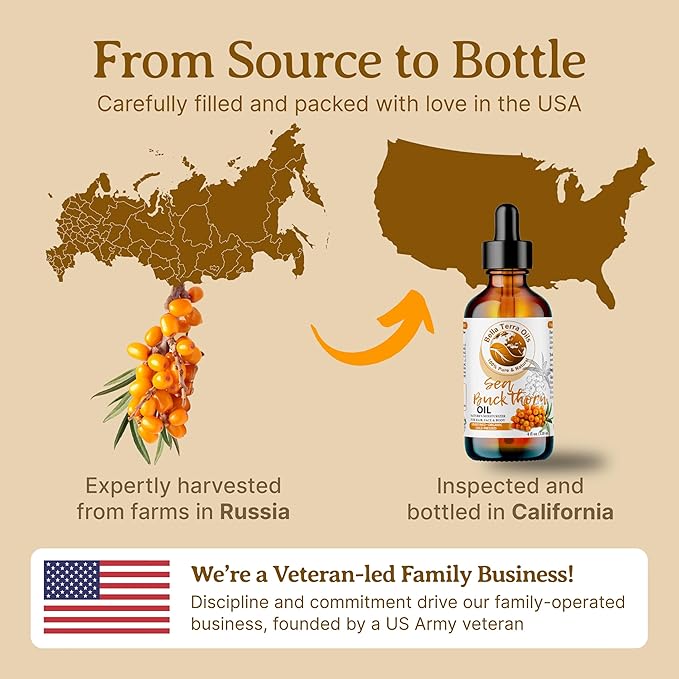 Bella Terra Oils - Organic Sea Buckthorn Oil 8oz - Cold-Pressed Treasure, Bursting with Omega-3 & Omega-6, A Radiant Glow in Every Bottle-GlimoraGlow