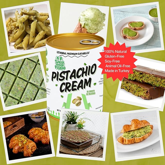 Istanbul Premium Pistachio Cream, Pistachios for Dubai Chocolate Bar, Cream for Dessert, Kataifi & Knafeh, Crema de Pistacho Pistachio Cream, Non-GMO, 2.2 lb (1kg)-GlimoraGlow