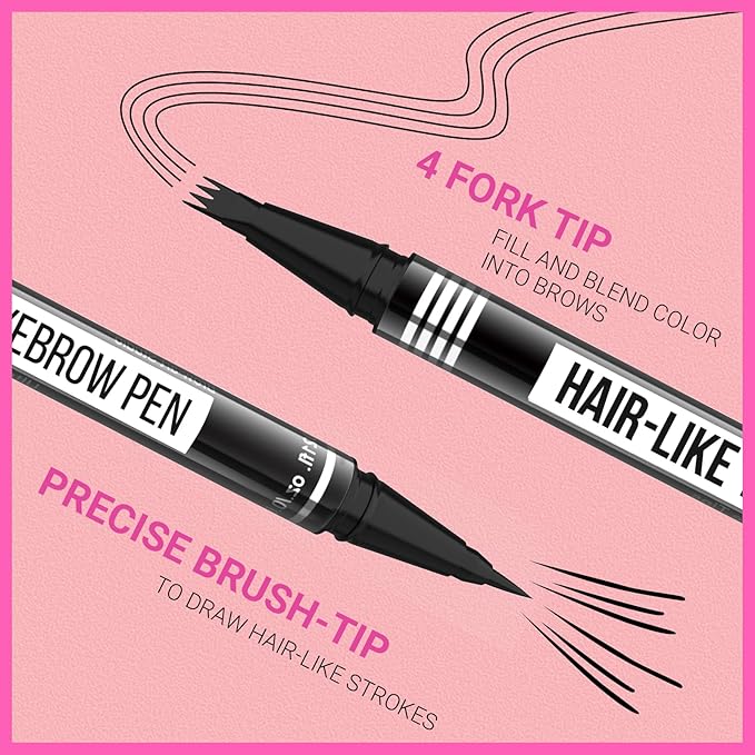 iMethod Eyebrow Pen - Eyebrow Pencil Magical 2-in-1 Eye Brow Pencils for Women with 4-Fork-Tip & Precise Brush-Tip for Natural Hair-Like Brows, Last All-Day, with Eyebrow Spoolie Brush, Reddish Brown-GlimoraGlow