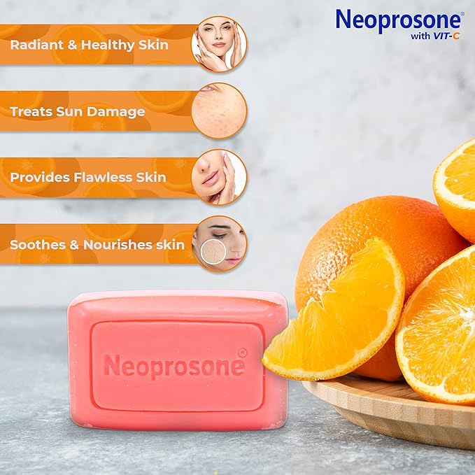 Neoprosone Skin Brightening Soap, 2.82 oz / 80 g, Hyperpigmentation Soap, Cleansing Bar, Fade Dark Spots on Knees, Elbows, Face, Private Areas, with Vitamin C and Castor Oil-GlimoraGlow
