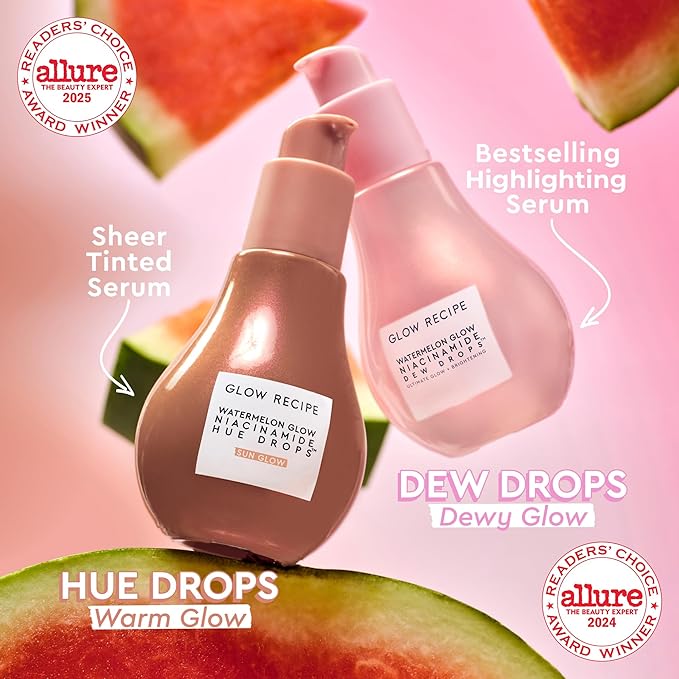 Glow Recipe Hue Drops Tinted Face Serum - Bronzing Drops to Brighten & Hydrate - Skincare Makeup Primer & Liquid Highlighter to Blur Pores for a Radiant, Even Skin Tone - Sunglow (40ml)-GlimoraGlow