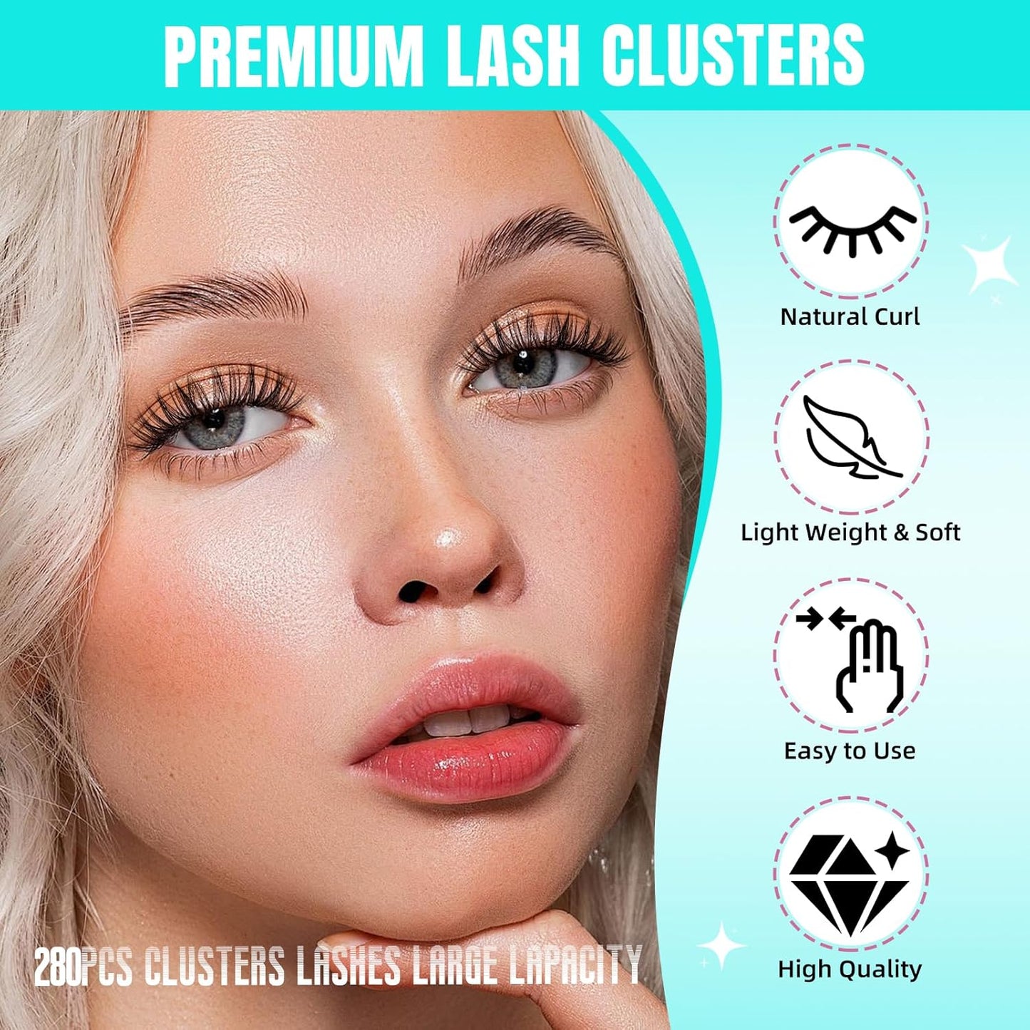 Lash Clusters Wispy 280PCS Eyelash Extension 30D 40D Cluster Lashes Individual Lashes DIY Lash Extension Natural Look Cluster Eyelash Extensions Soft False Eyelashes at Home for Beginners(10mm)-GlimoraGlow