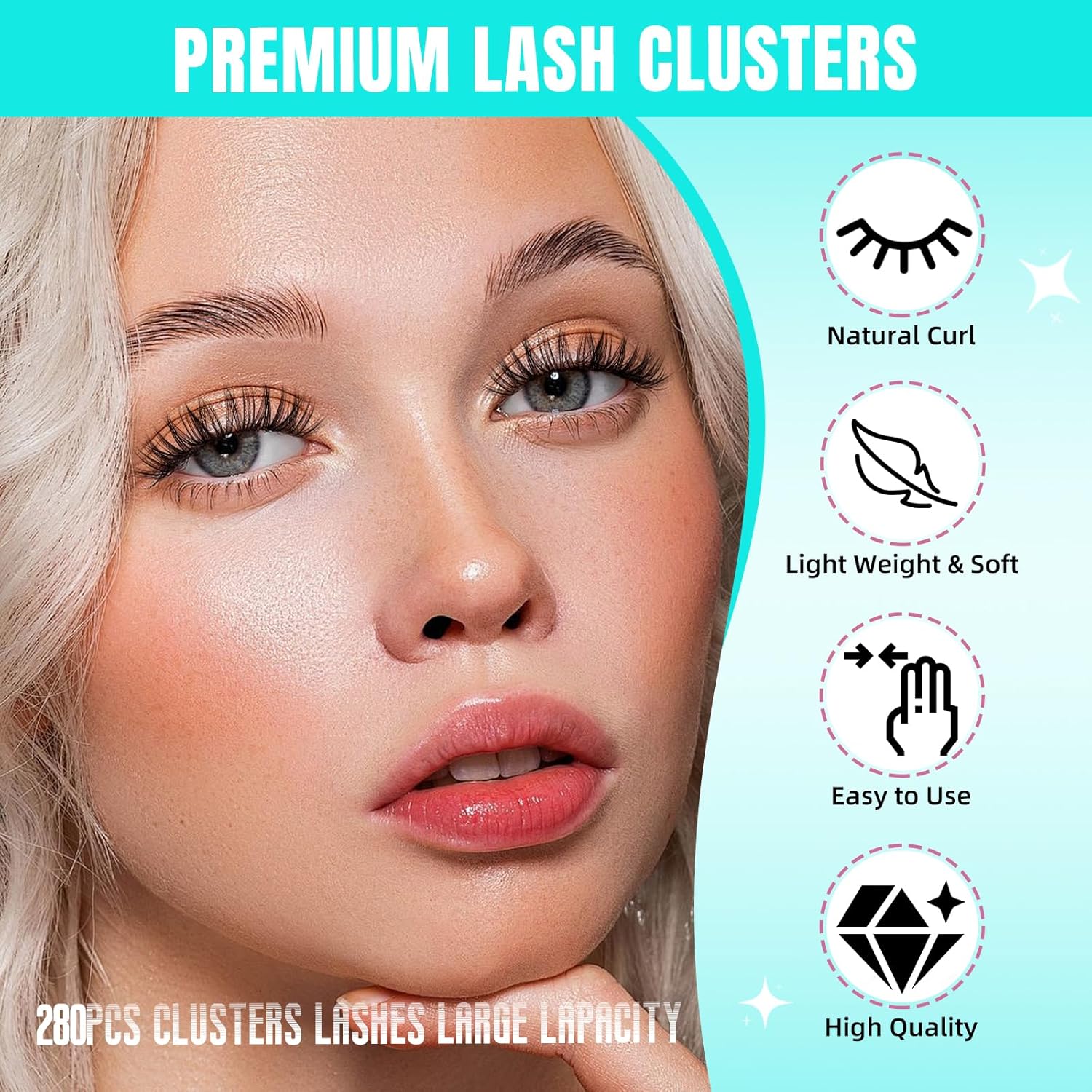 Lash Clusters Wispy 280PCS Eyelash Extension 30D 40D Cluster Lashes Individual Lashes DIY Lash Extension Natural Look Cluster Eyelash Extensions Soft False Eyelashes at Home for Beginners(12mm)-GlimoraGlow