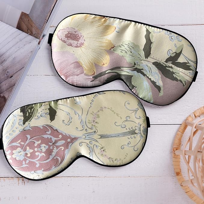 100% Pure Silk Eye Mask Sleep Eye Mask Eye Cover Eyeshade Sleeping Eye Mask Floral Colors (#28)-GlimoraGlow