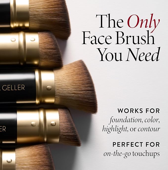 LAURA GELLER NEW YORK Retractable Black Kabuki Brush for Liquid, Cream and Powder Face Makeup With Aluminum Handle-GlimoraGlow