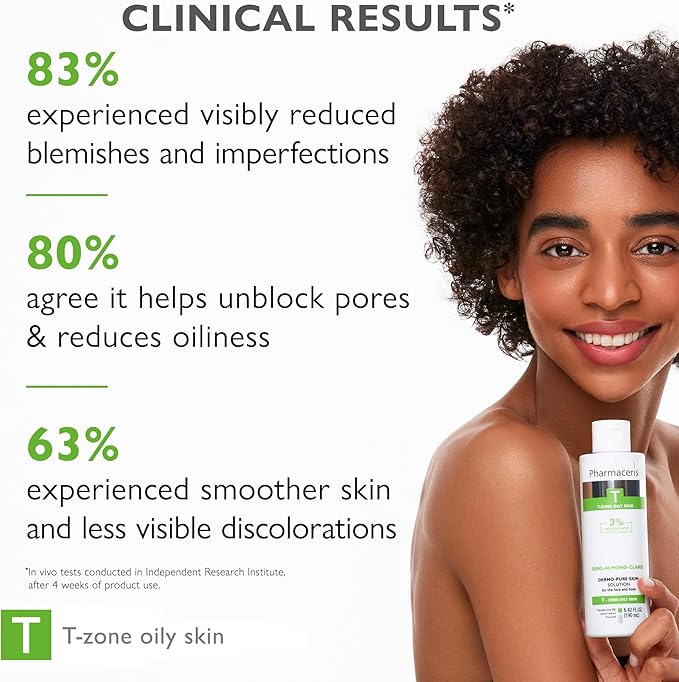 Face & Body Breakout Solution - 3% Mandelic Acid Helps Clarify Blemish & Acne Prone Skin, Face, Back & Chest Pimples Exfoliating & Clearing Treatment, SEBO-ALMOND-CLARIS, 6.42 fl oz-GlimoraGlow