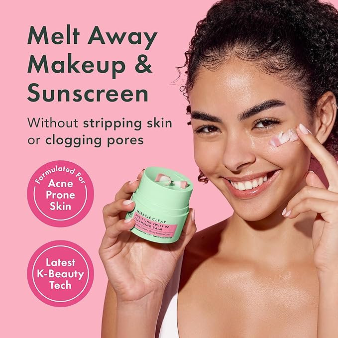 Rael Miracle Clear Cleansing Balm – Makeup Remover, Twist-Up Face Cleanser, Double Cleanse, Non-Comedogenic, with Rice Bran & Jojoba Oils, Vegan, Korean Skin Care, All Skin Types (1.69 fl oz)-GlimoraGlow