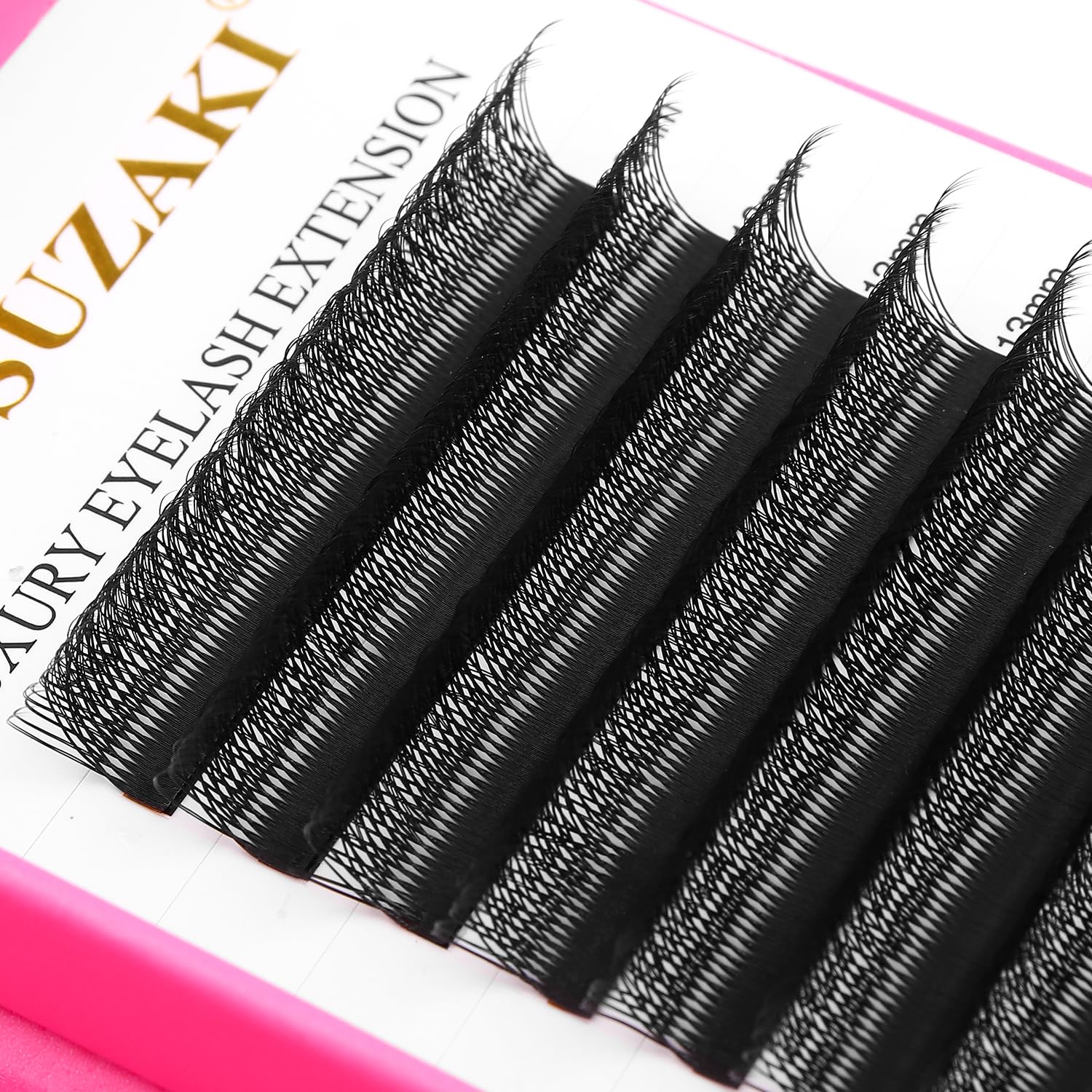 Lash Extensions Double Tips 3D Eyelash Extensions W Shape 0.07mm Thickness C Curl 13mm Premade Fans Easy Fan Volume Matte Black Crisscross Eyelashes(W-3D-Double Tips-0.07-C,13mm)-GlimoraGlow