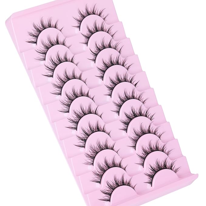 FANXITON Manga Lashes Wispy Natural Look Faux Eyelashes 10 Pairs Asian 3D False Eyelashes 14 mm Cat Eye Lashes Pack-GlimoraGlow