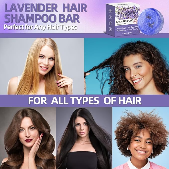 2 Pack Lavender Shampoo Bar,Solid Hair Bar And Conditioner Effect Hair Soap,Organic Shampoo Bars For Hair With All Natural Plant Based Essential Oils,Stocking Stuffers,Gifts for Women-GlimoraGlow