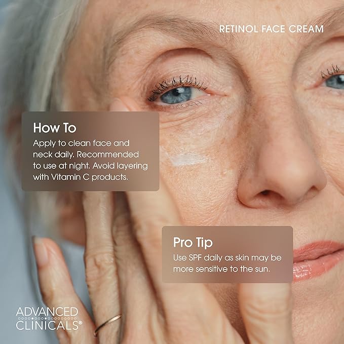 Advanced Clinicals Retinol Cream Face Moisturizer | Encapsulated Retinol Lotion For Face With Ferulic Acid + Vitamin E To Soften Appearance Of Crepey Skin & Look of Fine Lines & Wrinkles, 2.5 Fl Oz-GlimoraGlow