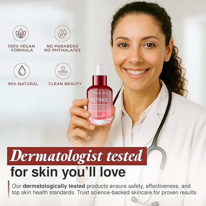 Retinol Serum For Face - Dermatologist Tested, Anti-Aging, Fine Lines & Wrinkles & Post-Acne Marks Treatment - Clean Beauty, Cruelty-Free Korean Skin Care for All Skin Types - 1.69oz-GlimoraGlow