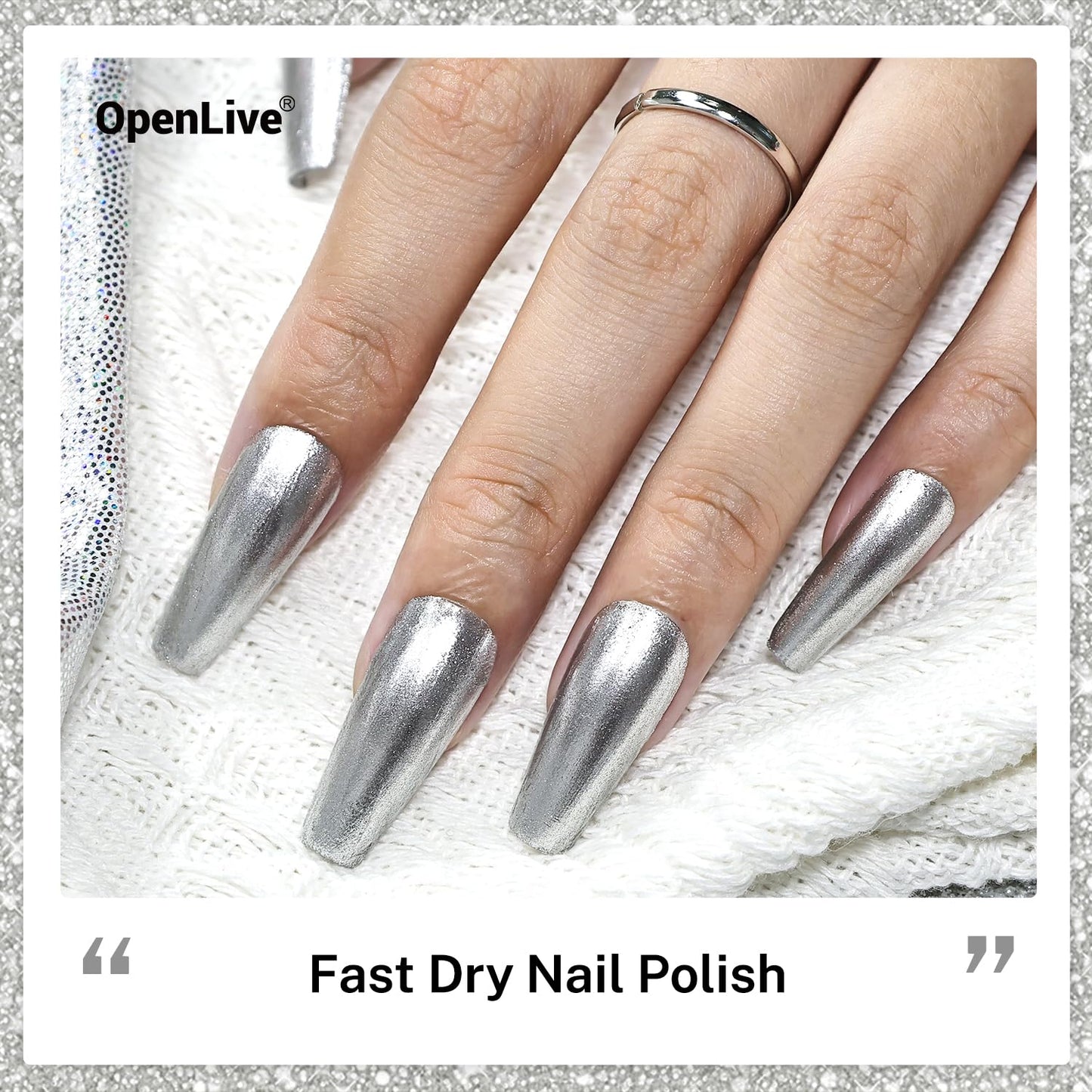 16.5ml Glitter Silver Nail Polish Large Volume Quick Dry Nail Polish, Long Lasting Shine, Fingernail Toenail Nail Art DIY Home Travel Nail Art Gift-GlimoraGlow