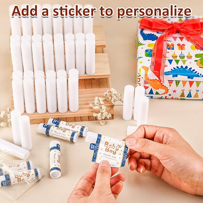 120 Pack Lip Balm Unlabeled, Natural Lip Balm Bulk Blank Tube, Personalized Lip Balm for Party Favors and Gift Basket Filling, Wedding or Baby Shower-5 Flavors-GlimoraGlow