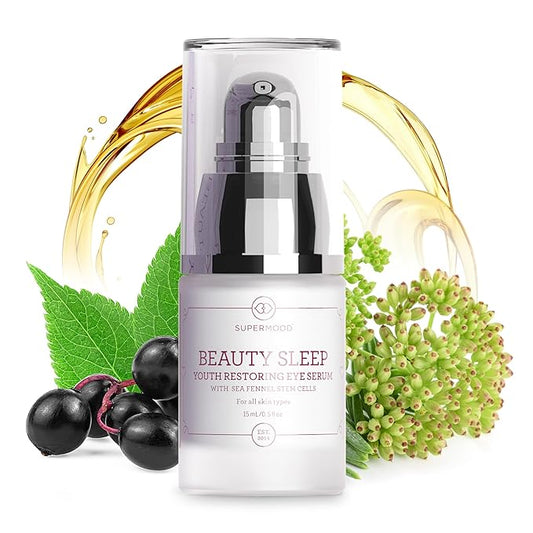 Overnight Eye Serum - Under Eye Serum for Night Time w. Hydrating Elderberry & Sea Fennel Stem Cells, Reduces Under-Eye Bags & Wrinkles, Anti-Aging Eye Serum-GlimoraGlow
