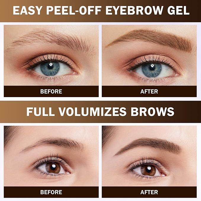 2025 New Tattoo Eyebrow Gel Easy Peel Off for Women, Upgrade Eyebrow Tattoo Peel Off, Transfer-proof Eyebrow Gels Waterproof for All Skin Types (Brown)-GlimoraGlow