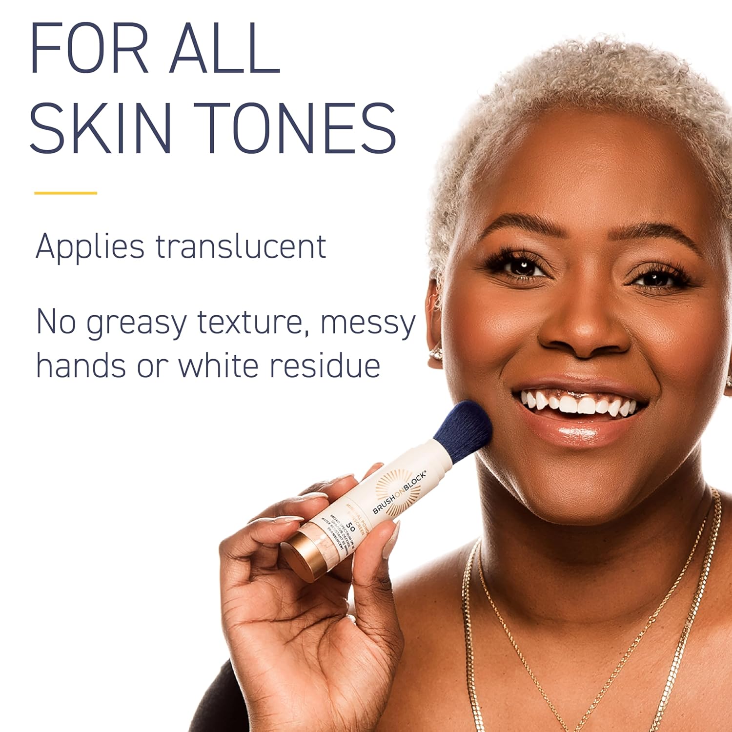 Brush On Block SPF 50 Mineral Powder Sunscreen, Translucent, Broad Spectrum, Water Resistant Face Protection, For All Skin Tones & Types, Reef Friendly, Mfg in USA-GlimoraGlow