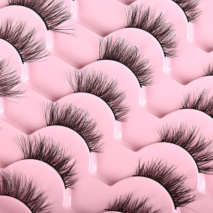 FARRED Half Lashes Natural Look Short Eyelashes Cat Eye Lash Fluffy Natural Lashes Wispy False Eyelash 14 Pairs Faux Mink Strip Eye Lashes Pack for Daily Makeup (F15 | 9-14mm)-GlimoraGlow