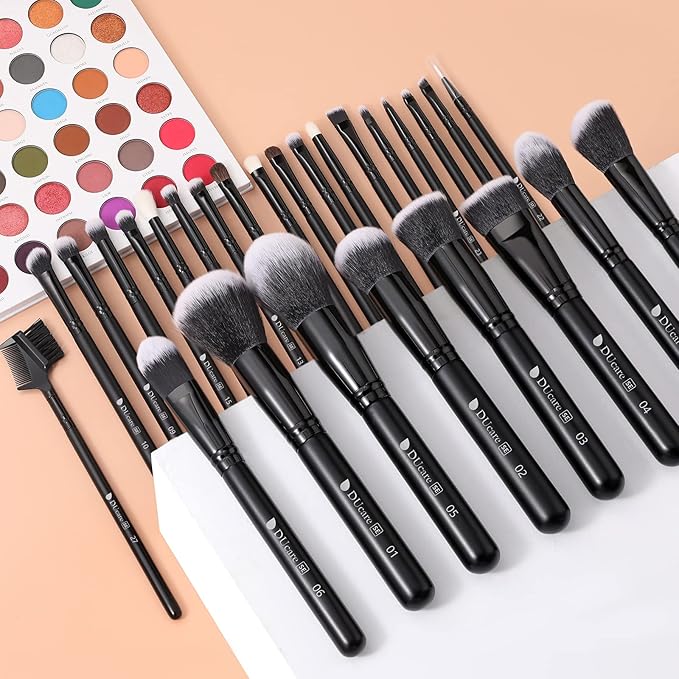DUcare Professional Makeup Brushes Set 27Pcs Makeup Brush Set Premium Synthetic Kabuki Foundation Blending Face Powder Blush Concealers Eye Shadows Brushes-GlimoraGlow