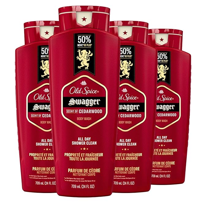 Old Spice Swagger Scent of Confidence, Body Wash for Men, 24 fl oz (Pack of 4)-GlimoraGlow