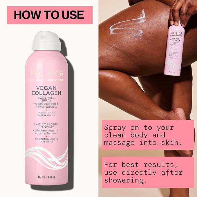 Pacifica Spray Lotion for Body - Vegan Collagen Body Milk Spray – Hydrating Moisturizer Mist Fast-Absorbing Instantly Hydrates & Softens Skin Jasmine & Vanilla Natural Scent Clean Beauty Non-Aerosol-GlimoraGlow