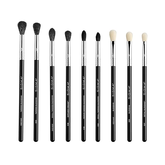 Sigma Beauty Deluxe Blending Brush Set – Professional Grade Eyeshadow Brush Set with 9 Full Size Blending Brushes Featuring Extra Soft Fibers for Precise, Controlled, & All-Over Eyeshadow Blending-GlimoraGlow