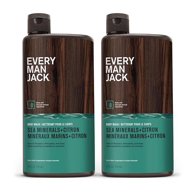 Every Man Jack Nourishing Sea Minerals + Citron Mens Body Wash for All Skin Types - Naturally Derived Ingredients - Cleanse and Hydrate Skin with Coconut and Glycerin - 24oz 2 Bottles-GlimoraGlow
