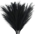 35" Faux Pampas Grass Decor, 8pcs Large Tall Fluffy Artificial Pompous Grass Branches Floral Fake Pompas Grass Bulrush Floor Vase Filler Flower Arrangement for Home Wedding Boho Decor Black