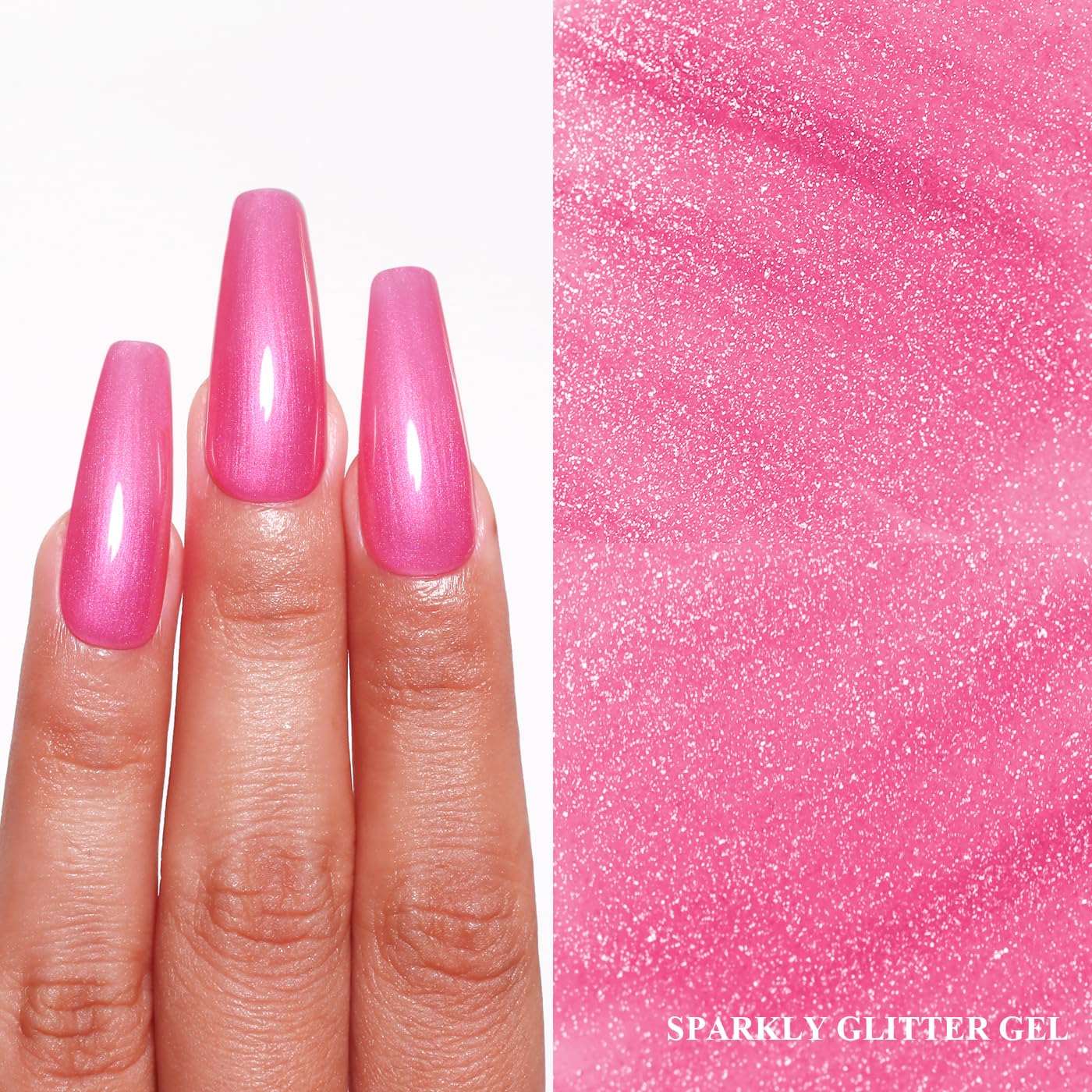 Imtiti Glitter Gel Nail Polish, Rose Pink Pearl Glitter Nail Gel Polish Diamond Shimmer Sparkle Soak Off UV LED Spring Summer Manicure 10ML-GlimoraGlow