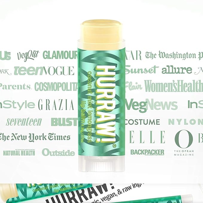 Hurraw! Coconut, Mint, Lemongrass (Pitta) Lip Balm: Organic, Certified Vegan, Cruelty and Gluten Free. Non-GMO, 100% Natural Ingredients. Bee, Shea, Soy and Palm Free. Made in USA-GlimoraGlow
