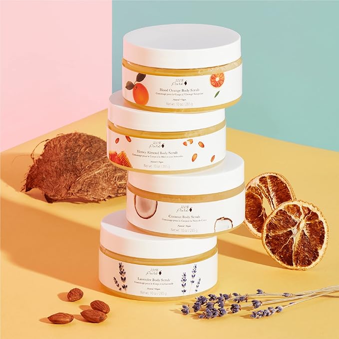 100% PURE Honey Almond Body Scrub Exfoliating Deep Clean with Sea Salts & Nourishing Oils - Natural Deeply Moisturizing Skincare - Vibrant Radiant Skin Restore & Pore Cleanse - Vegan - 10oz-GlimoraGlow