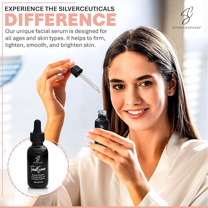 Facial Serum - Fight Blemishes - Acne Pimples & Breakouts - Soften Fine Lines & Wrinkles - Hydrate & Repair Damaged Skin - Clear Complexion - Collagen - 2 Types of Hyaluronic Acid - Anti Aging - 1oz-GlimoraGlow