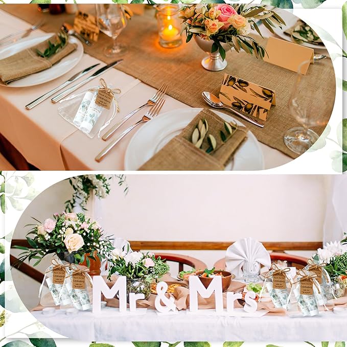 200 Pcs Baby Shower Wedding Party Favors Gift Set, 50 Pcs Baby Shower Hand Cream and 50 Lip Balm for Wedding Bridesmaid Guests Gift Supplies with 50 Organza Bag 50 Thank You Tag(Eucalyptus)-GlimoraGlow