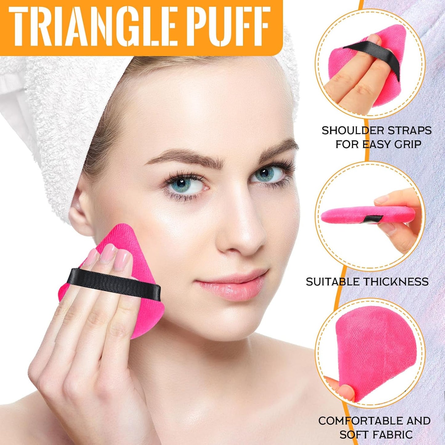 Meanplan 100 Pcs Powder Puff Face Soft Makeup Sponge Triangle Powder Puffs for Loose Velour Cosmetic Foundation Wet Dry Sponge Makeup Tools(Vivid Colors)-GlimoraGlow