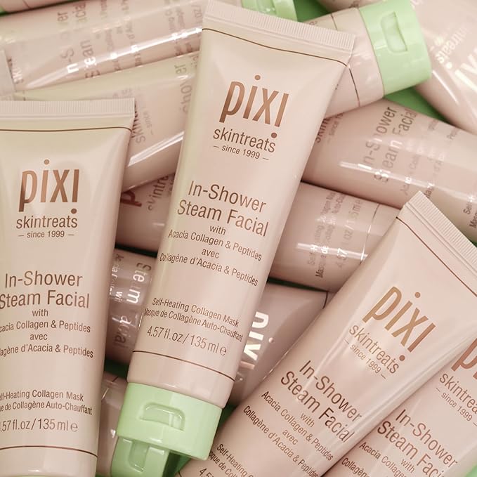Pixi In-Shower Steam Facial | Gel-to Oil Cleanser for Radiant Skin | Deeply Nourishes, Softens & Tones | Self-heating for Use in Shower or Bath | 4.6 fl oz/ 135 ml-GlimoraGlow