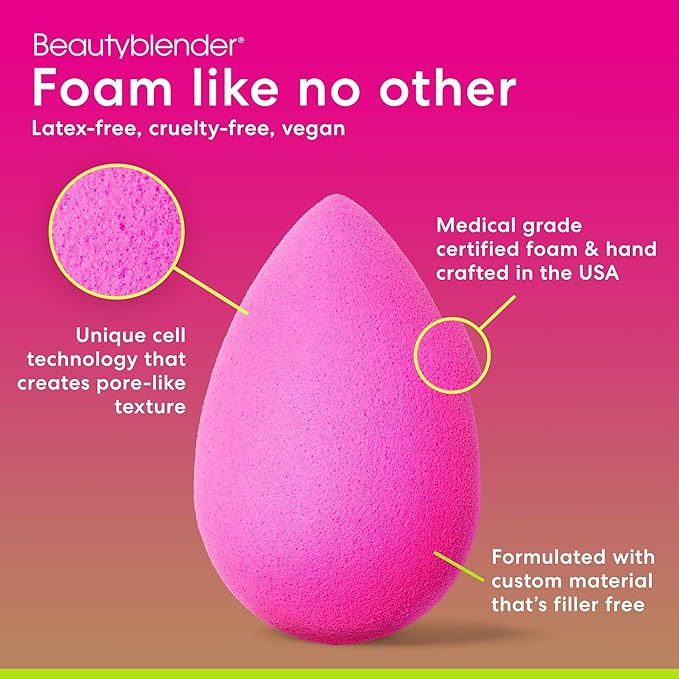 Beautyblender® | Original Pink + Nude Beauty Blender 2-Piece Bundle for Blending Foundations, Powders, and Creams, Super-Soft Foam for Streak-Free Application, Made in the USA, Reusable, Washable-GlimoraGlow