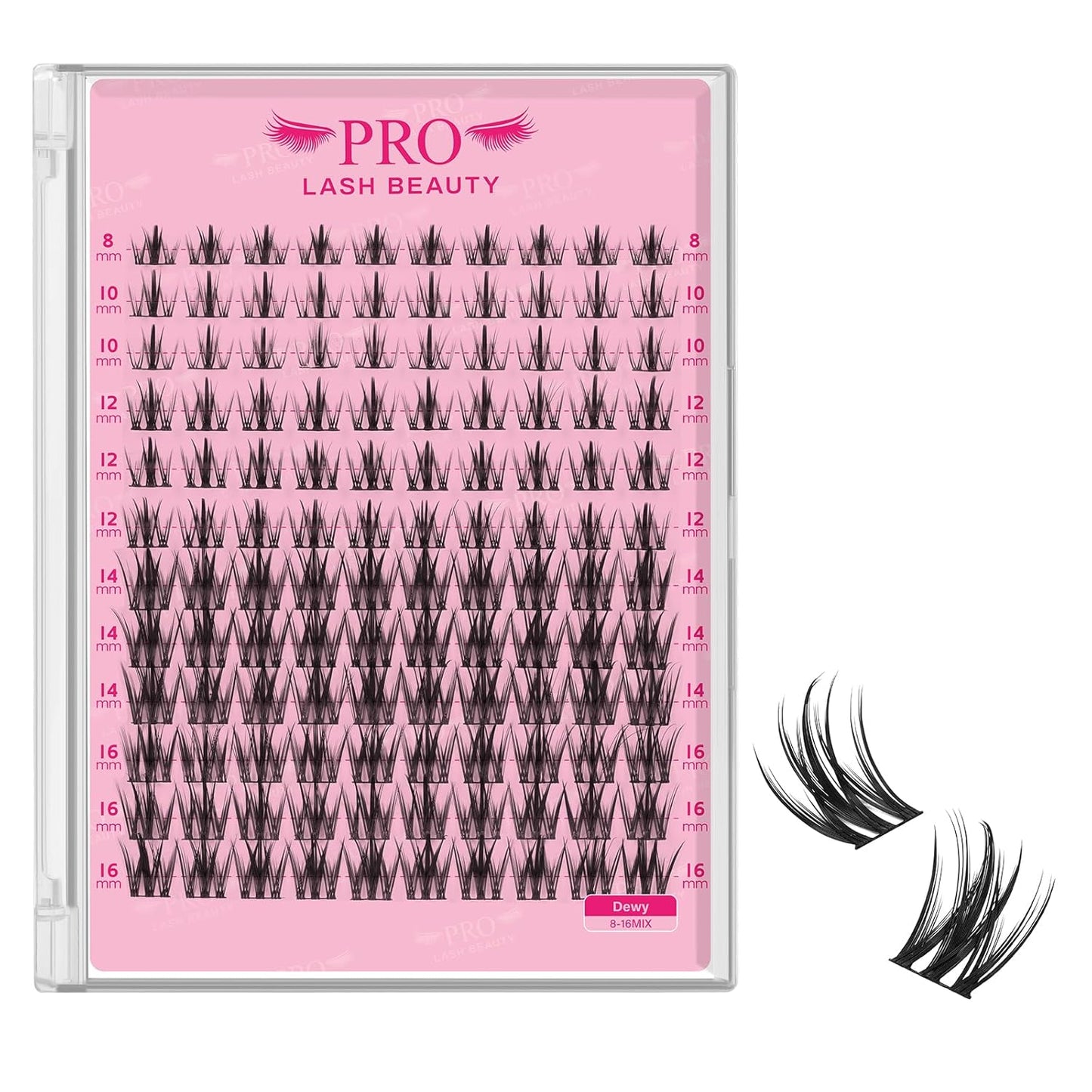 PRO LASHBEAUTY Lash Clusters, Eyelash Clusters 8-18 Mixed Cluster Eyelash Extensions Mixed Lash Extension Reusable Soft & Comfortable (Dewy,8-18mix)-GlimoraGlow