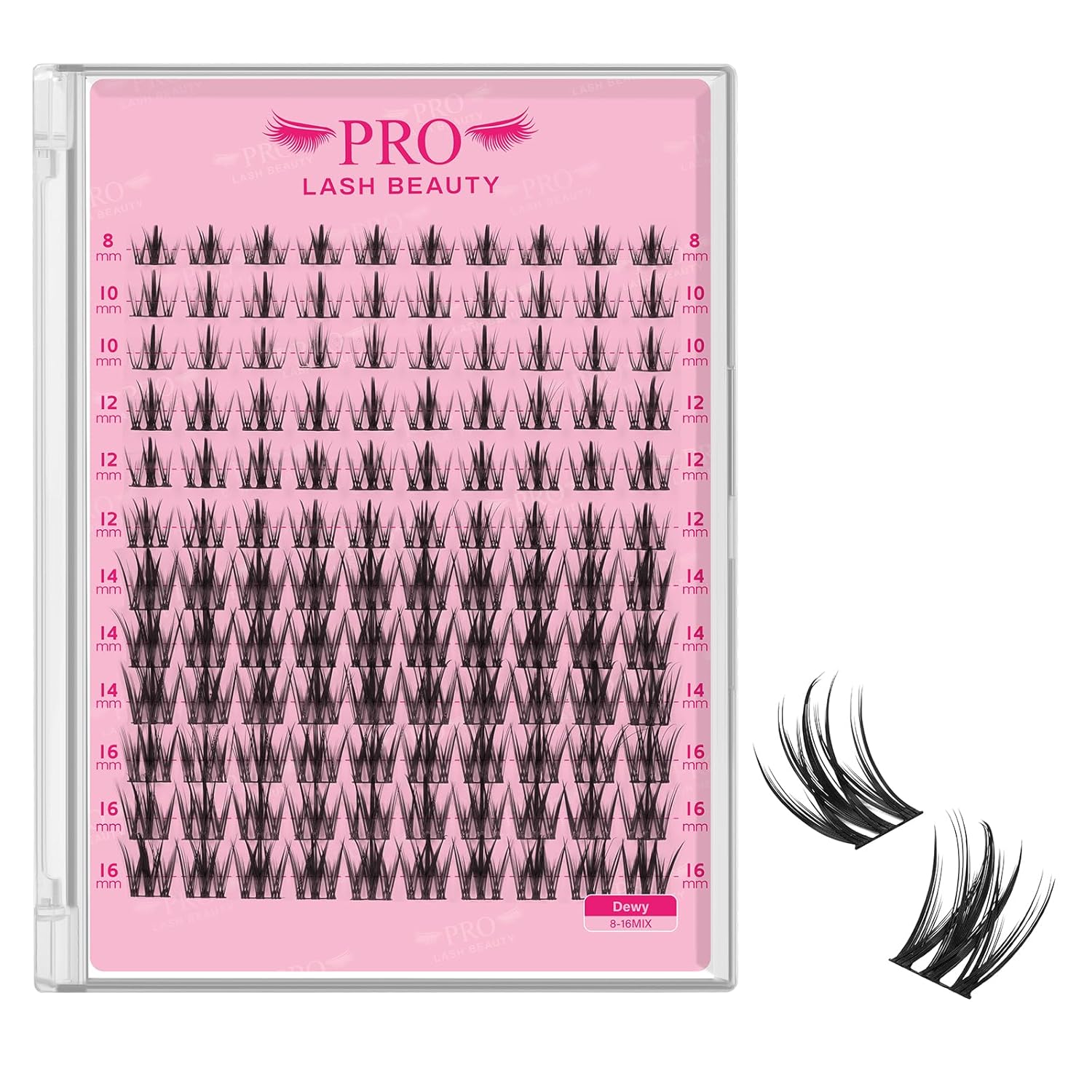 PRO LASHBEAUTY Lash Clusters, Eyelash Clusters 8-18 Mixed Cluster Eyelash Extensions Mixed Lash Extension Reusable Soft & Comfortable (Dewy,8-18mix)-GlimoraGlow