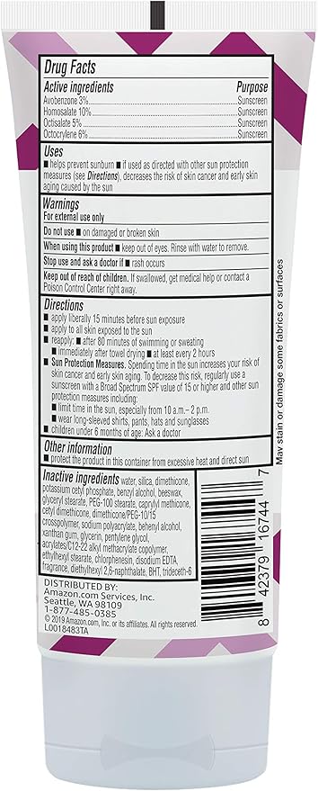 Amazon Brand - Solimo Sheer Face Sunscreen SPF 30, No Octinoxate & Oxybenzone, Unscented, 3 fl oz (Pack of 2)-GlimoraGlow