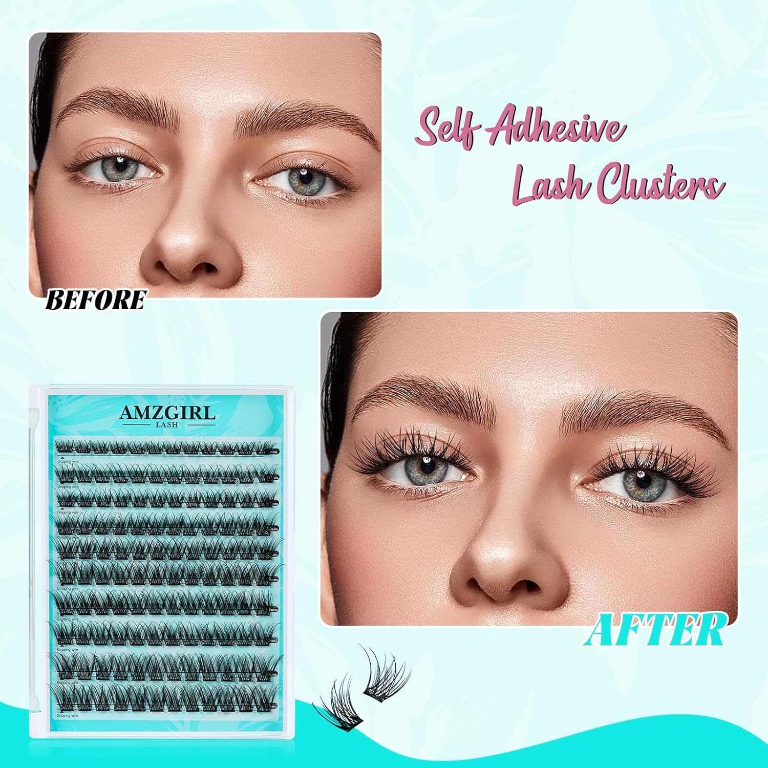 120PCS Self Adhesive Eyelashes Natural C Curl 8-16mm Self Adhesive Lash Clusters,No Lash Glue Needed,Impress Lashes Wide Stem Lashes Extension-GlimoraGlow