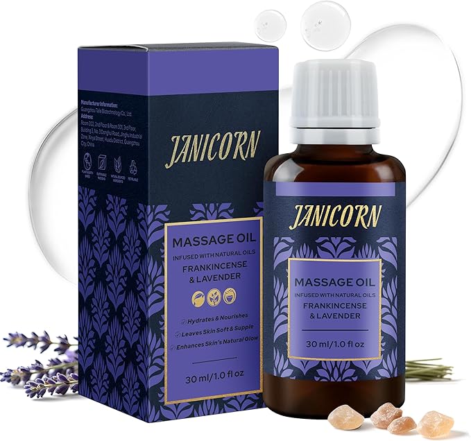 Frankincense & Lavender Botanical Massage Oil – Lightweight Face & Body Oil with Jojoba & Almond – Resin & Floral Aroma for Deep Massage, Fascia Release & Calming Rituals, 30ml (1.0 fl oz)-GlimoraGlow