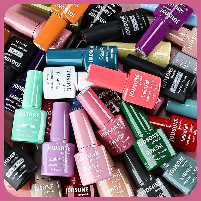 JODSONE 32 Colors Gel Nail Polish Set Same Color Same Bottle No Wipe Base Top Matte Glitter Coat Professional Choice-GlimoraGlow
