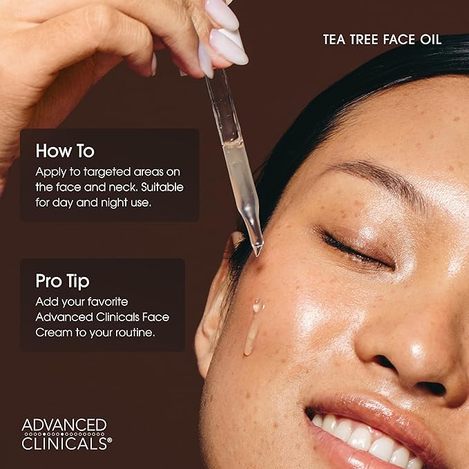 Advanced Clinicals Tea Tree Oil For Face + Vitamin C Serum + Exfoliating 10% Glycolic Acid + Lactic Acid Serum 3PC Skincare Set For Women & Men | Anti Aging Serums To Brighten, Exfoliate, & Hydrate-GlimoraGlow