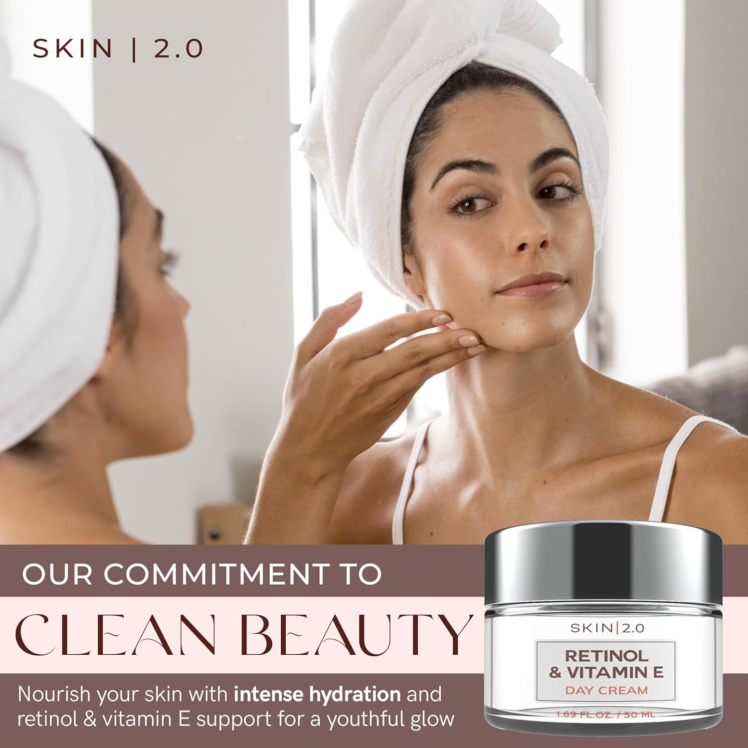 Retinol & Vitamin E Face Moisturizer - Dermatologist Tested, Hydrating, Restores Sun-Damaged Skin, Anti-Aging - Reduces Acne Scars, Clean Beauty, Cruelty-Free Korean Skincare - 1.69 Fl oz-GlimoraGlow