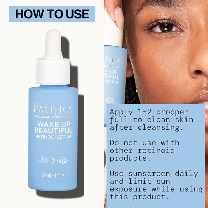 Pacifica Retinol Serum for Face - Wake Up Beautiful Retinoid Night Face Serum - Anti-Aging Skin Care & Skin Brightening - Retinol, Collagen & Antioxidants Vegan & Cruelty-Free Dermatologist Tested-GlimoraGlow