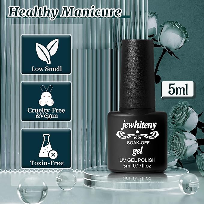 JEWHITENY 45 Pcs Gel Nail Polish Kit, Soak off Nail Lamp Gel Polish Starter Kit with 2pcs Glossy & Matte Top Coat and 2pcs Base Coat Gifts for Women-GlimoraGlow