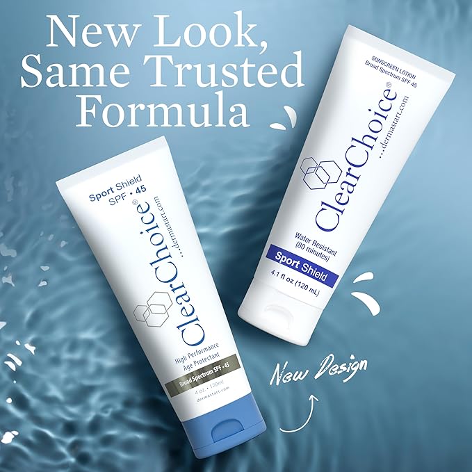 Clear Choice Sunscreen for Face SPF 45, Oil Free Sunblock & Light Moisturizer with Zinc Oxide, Reef-Safe, Broad Spectrum, Water-Resistant, No White Cast, Dermatologist Recommended, 4oz-GlimoraGlow