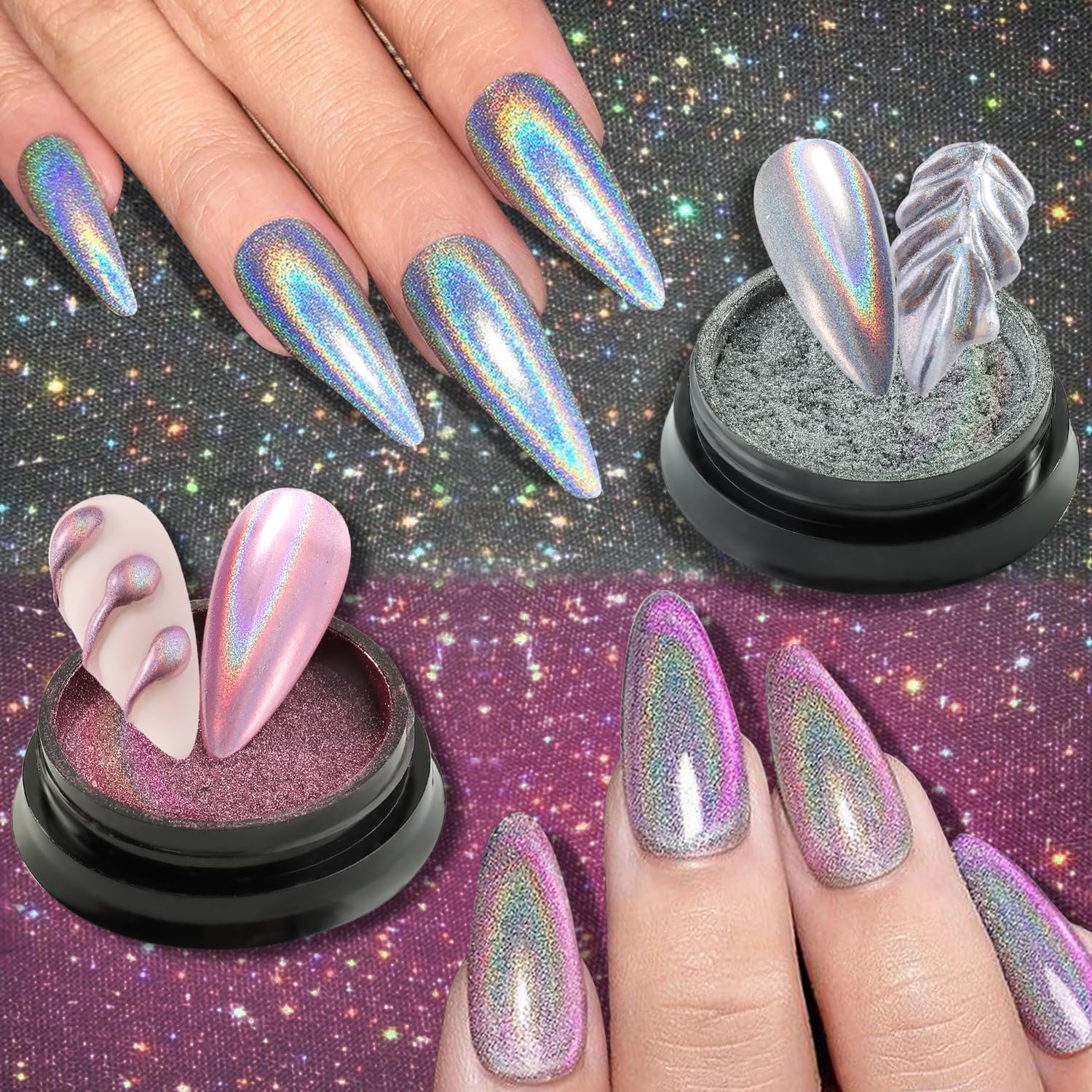 24 Colors Chrome Nail Powder Set Metallic Mirror Effect Gold Silver Pink Chrome Nail Powder White Pearl Iridescent Multi Chrome Powder for Nails Chameleon Rubbing Pigment Manicure Supplies-GlimoraGlow