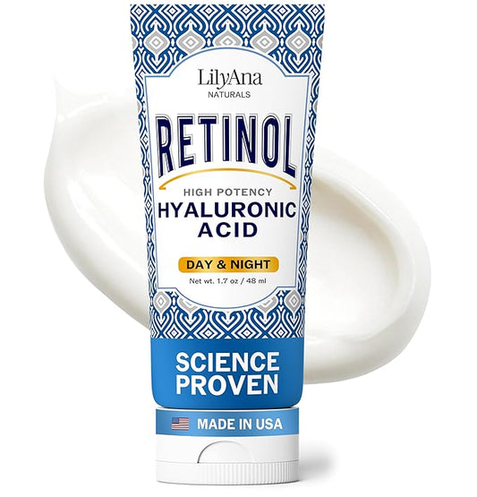 LilyAna Naturals Anti Aging Retinol Face Cream for Women – Wrinkle & Neck Cream for Firming, Retinol Moisturizer for Face with Hyaluronic Acid, Hydrating Night Cream for Fine Lines, Collagen Boost-GlimoraGlow